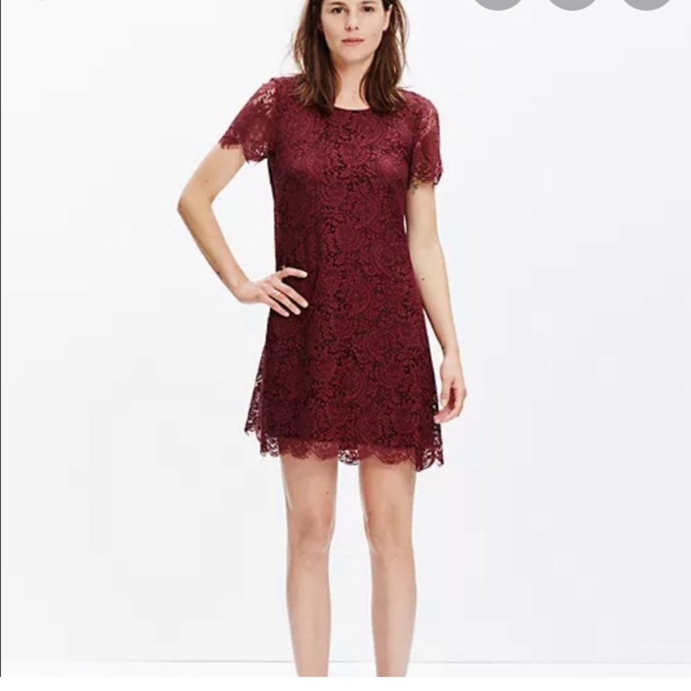 Madewell Red Lace Short Sleeve Dress- Size 4